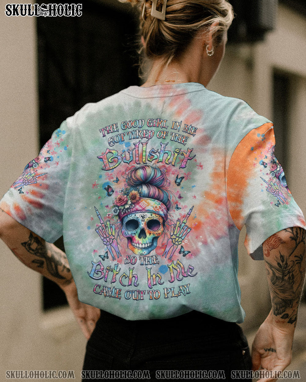BLISSCORNERS THE GOOD GIRL IN ME TIE DYE ALL OVER PRINT