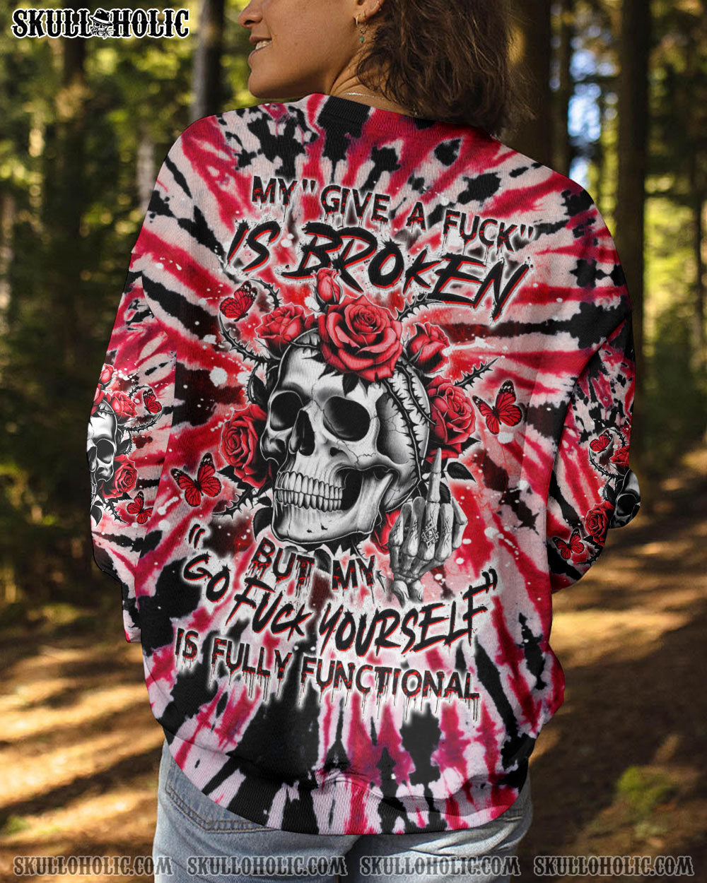 BLISSCORNERS MY GIVE A F IS BROKEN SKULL ROSES ALL OVER PRINT