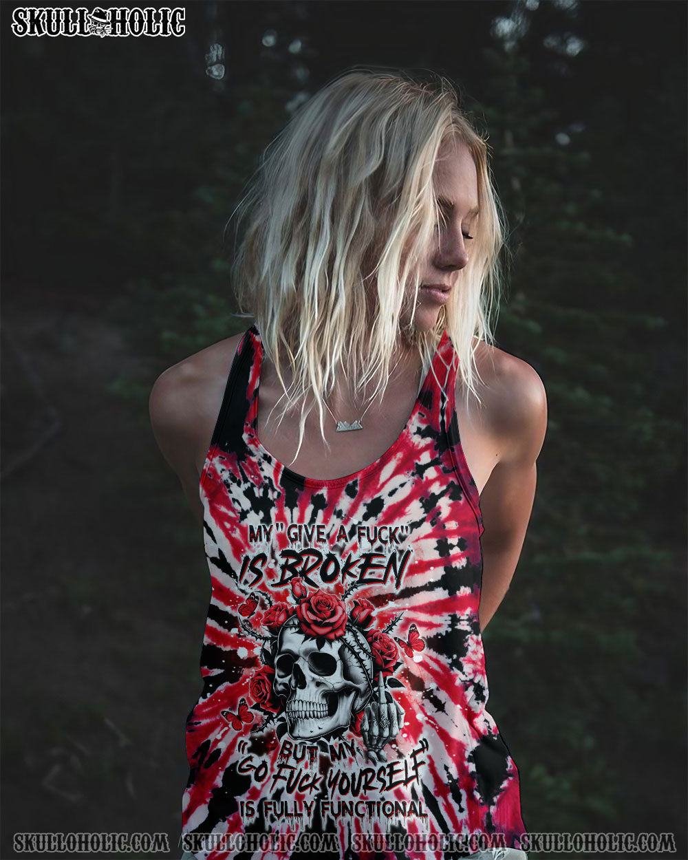 BLISSCORNERS MY GIVE A F IS BROKEN SKULL ROSES ALL OVER PRINT