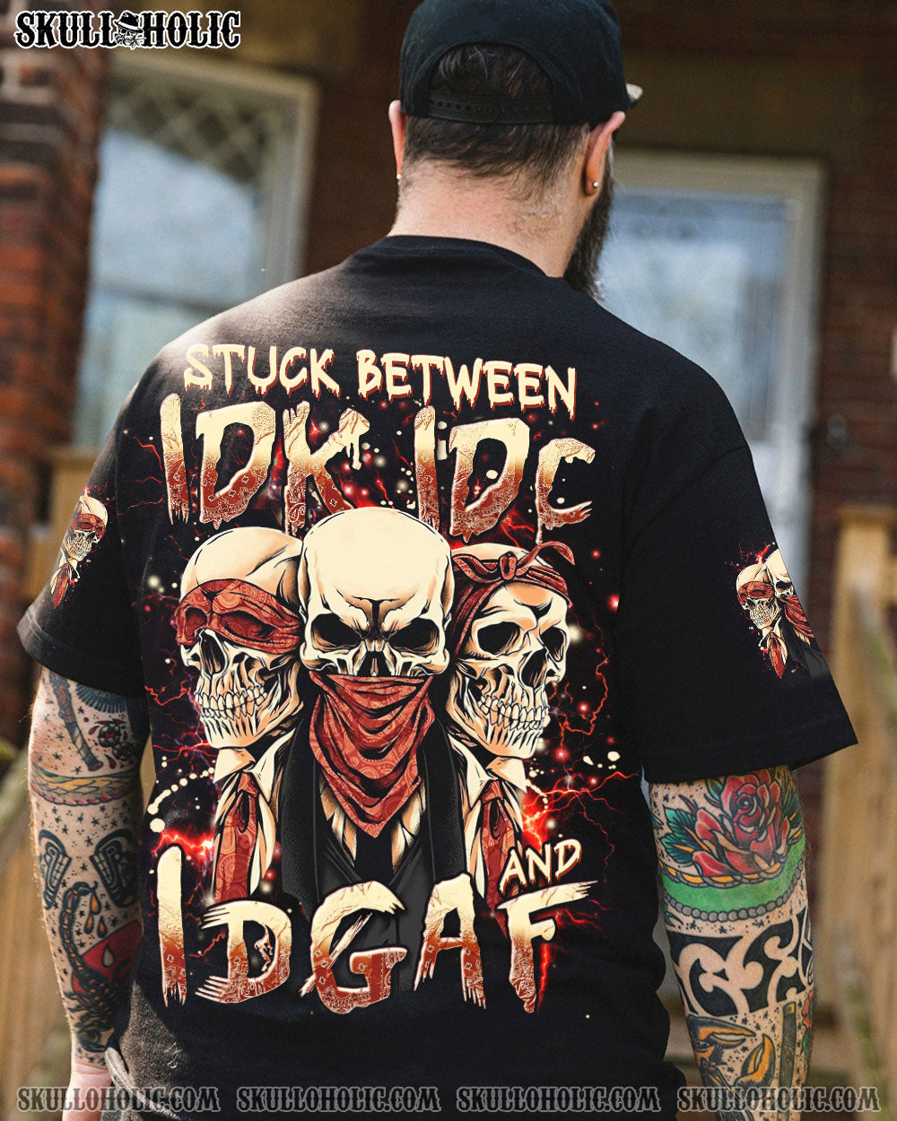 BLISSCORNERS STUCK BETWEEN IDK IDC AND IDGAF SKULL ALL OVER PRINT