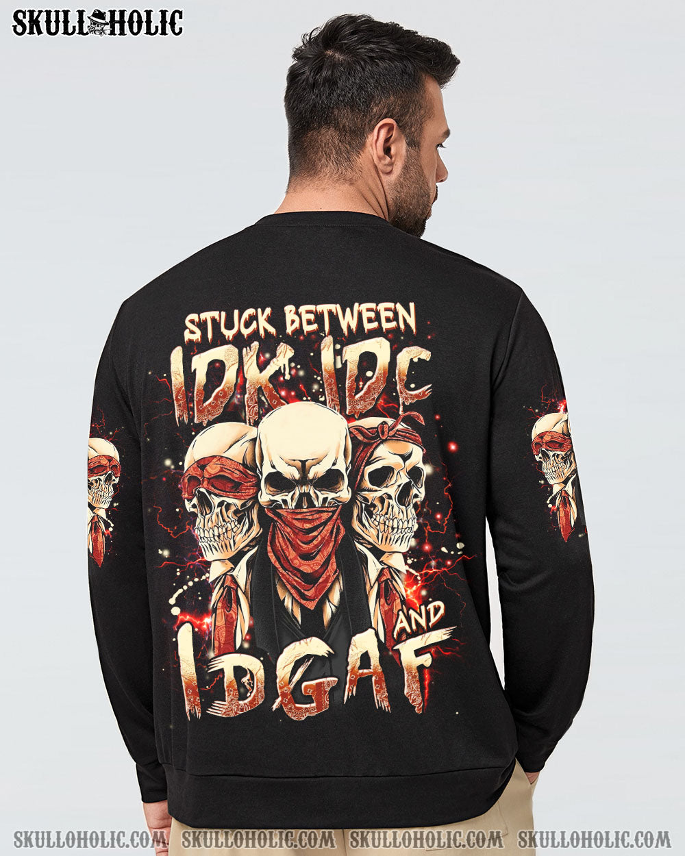 BLISSCORNERS STUCK BETWEEN IDK IDC AND IDGAF SKULL ALL OVER PRINT