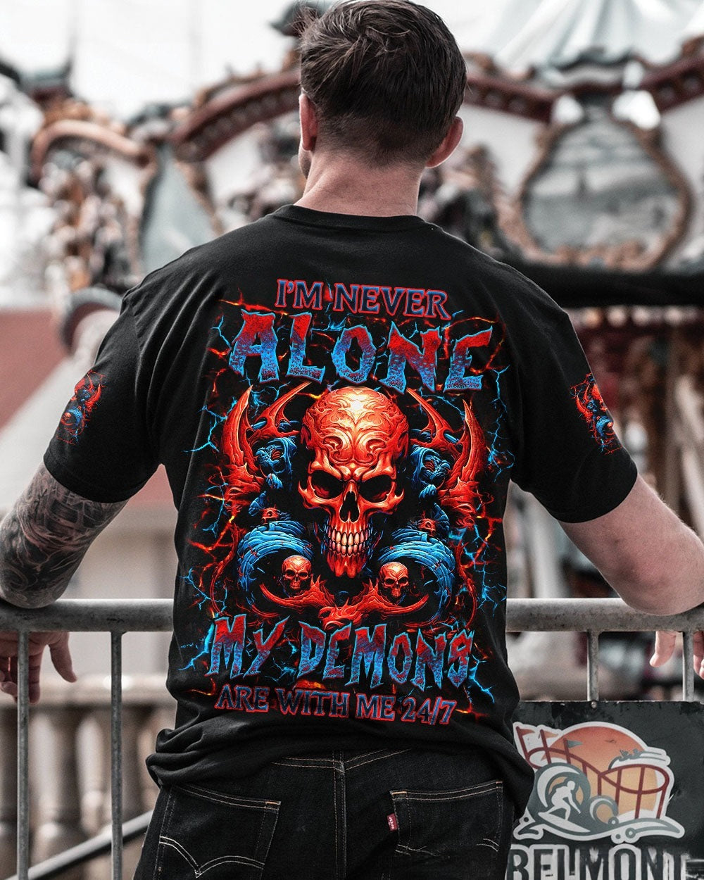 BLISSCORNERS I'M NEVER ALONE SKULL DEMON ALL OVER PRINT
