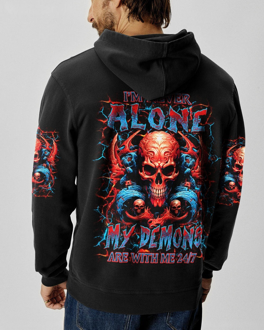 BLISSCORNERS I'M NEVER ALONE SKULL DEMON ALL OVER PRINT