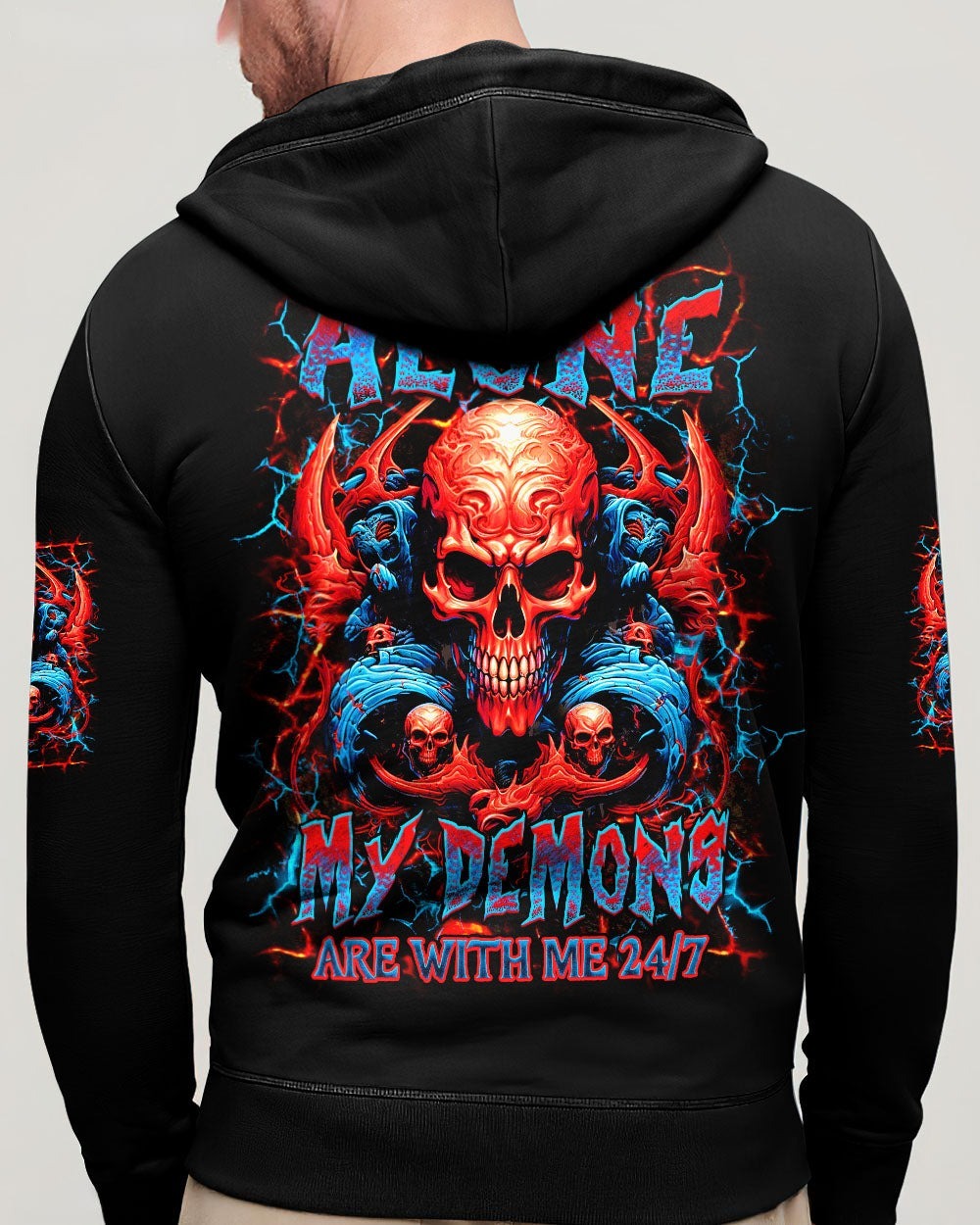 BLISSCORNERS I'M NEVER ALONE SKULL DEMON ALL OVER PRINT