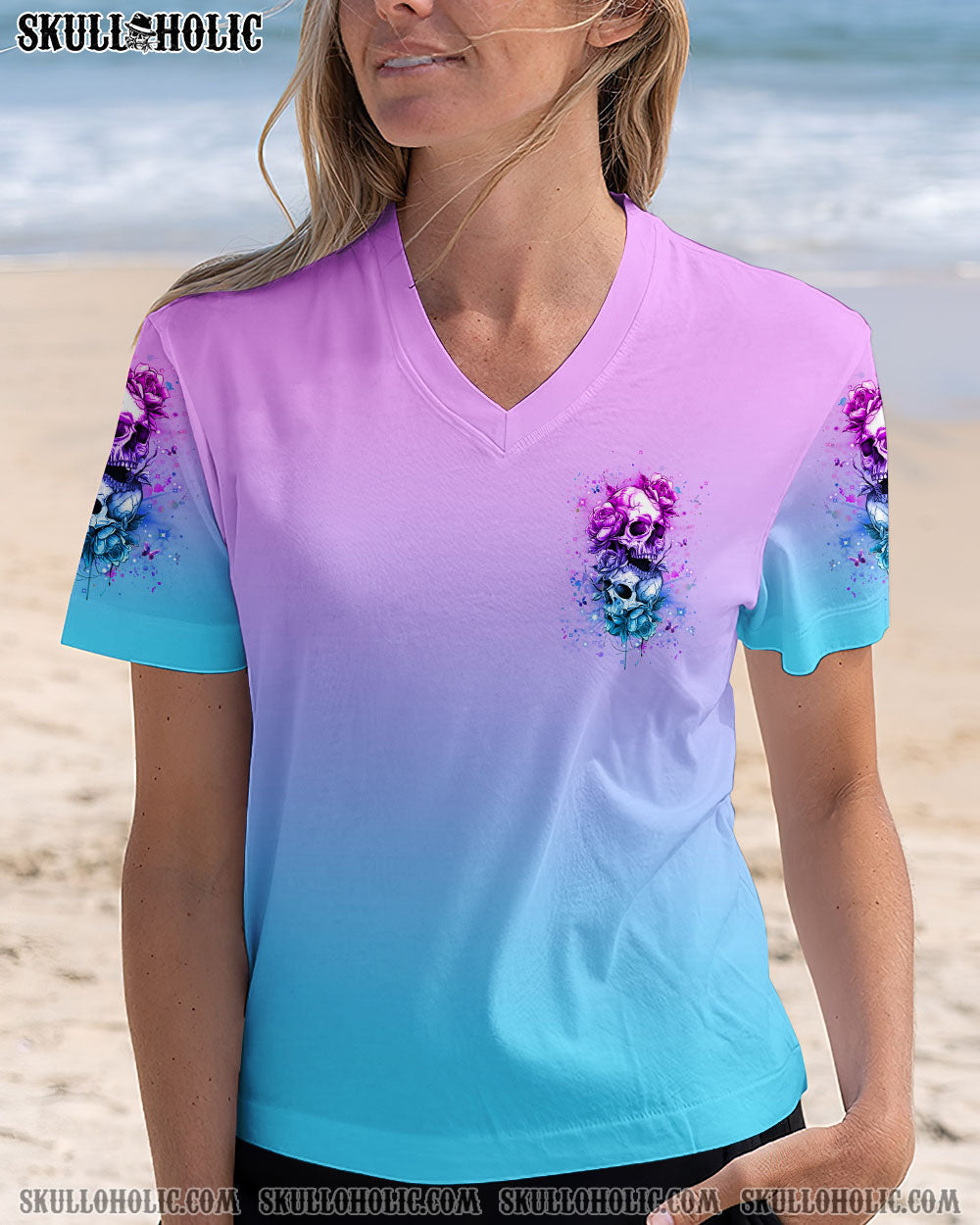 BLISSCORNERS THE GOOD GIRL IN ME GOT TIRED SKULL ROSE ALL OVER PRINT