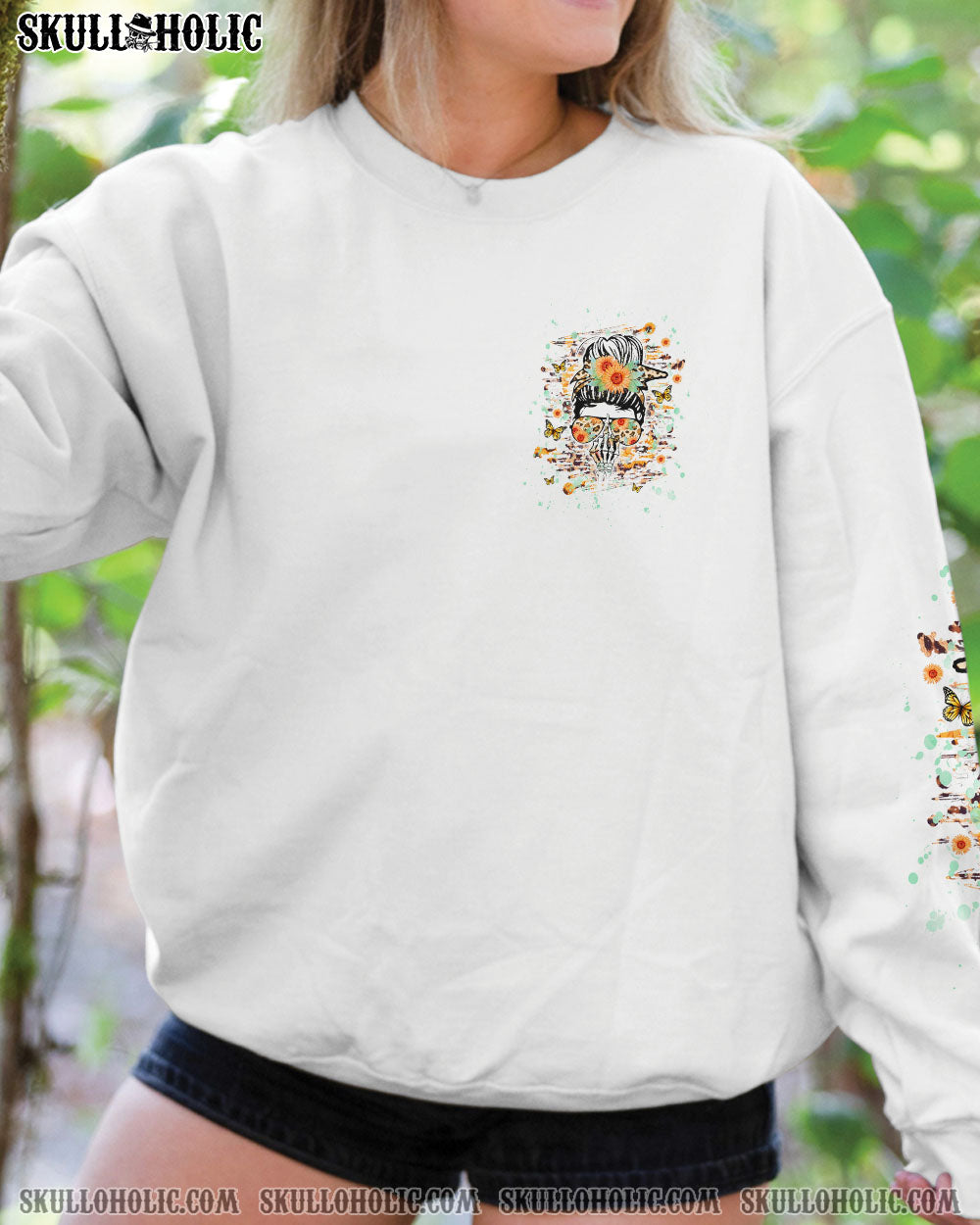 BLISSCORNERS JUDGE ME WHEN MADLY SKULL MESSY BUN ALL OVER PRINT