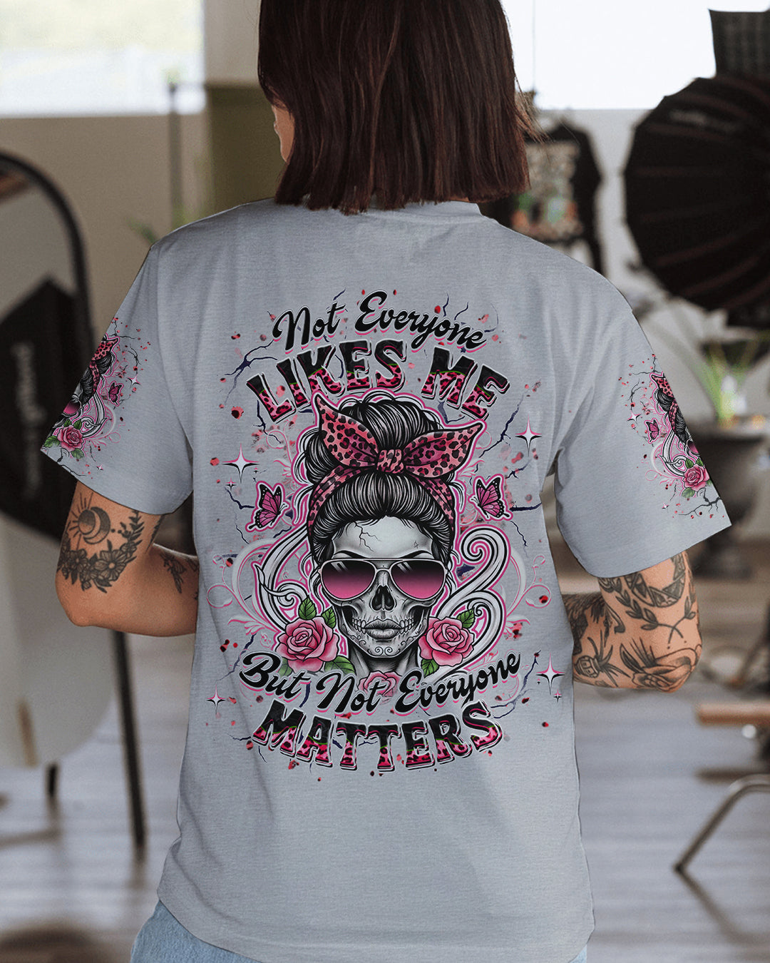 BLISSCORNERS ASSUMING I WAS LIKE MOST GIRLS MESSY BUN SKULL ALL OVER PRINT