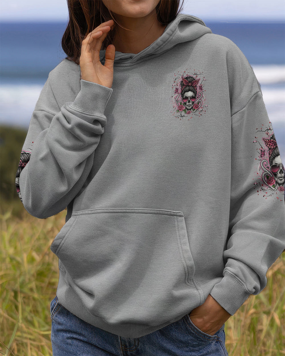 BLISSCORNERS ASSUMING I WAS LIKE MOST GIRLS MESSY BUN SKULL ALL OVER PRINT