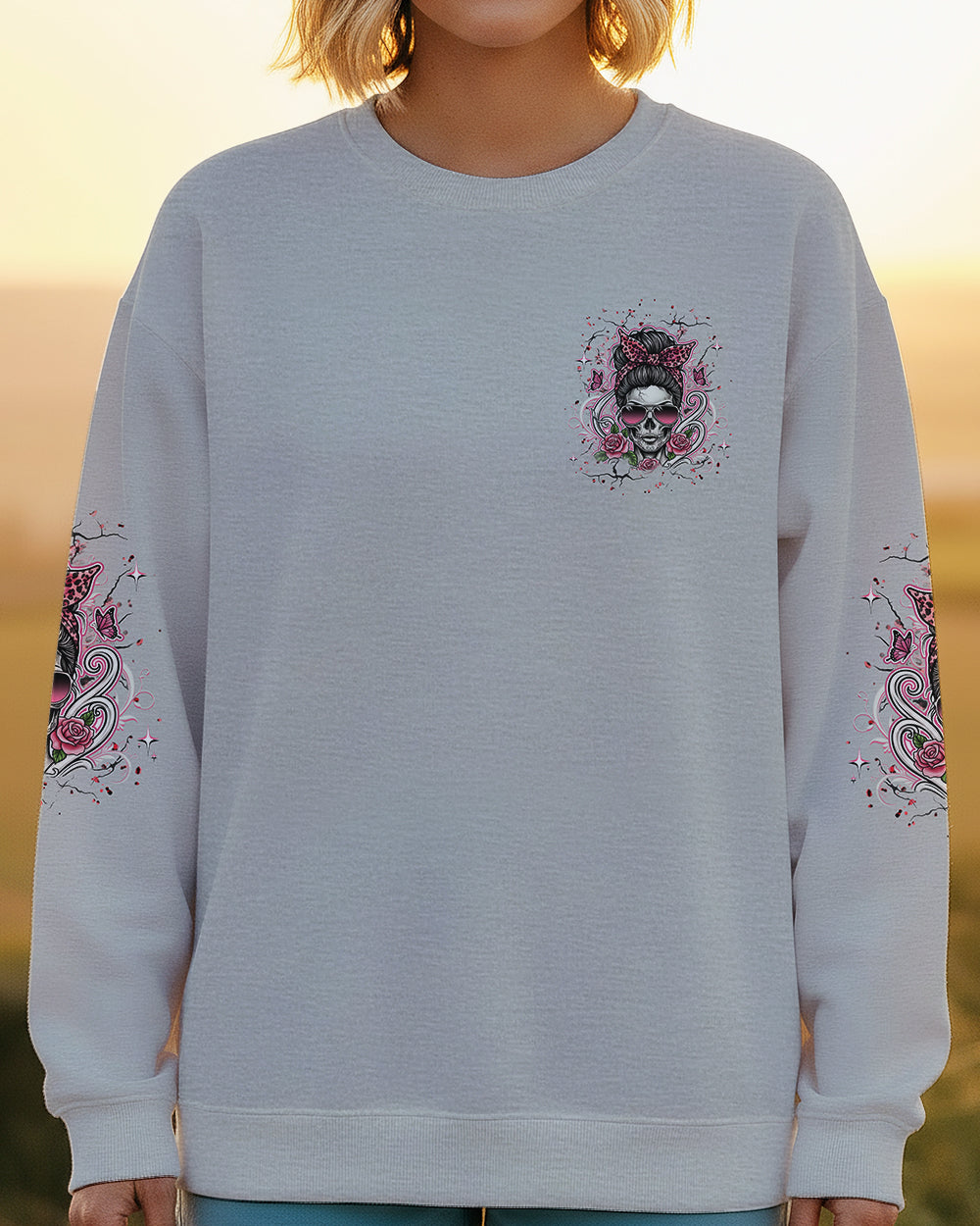 BLISSCORNERS ASSUMING I WAS LIKE MOST GIRLS MESSY BUN SKULL ALL OVER PRINT