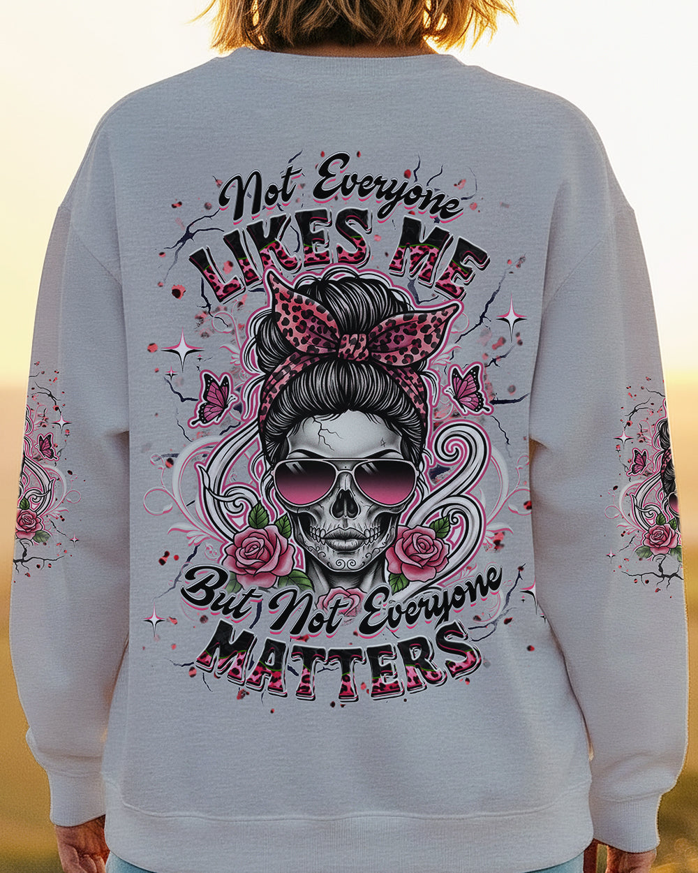 BLISSCORNERS ASSUMING I WAS LIKE MOST GIRLS MESSY BUN SKULL ALL OVER PRINT
