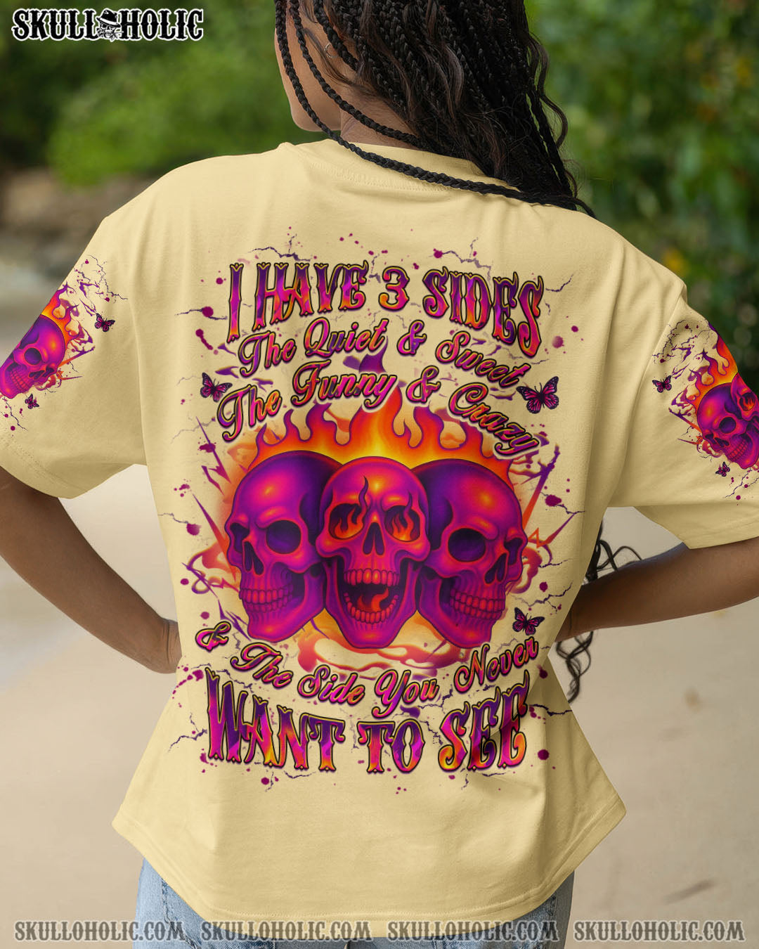 BLISSCORNERS I HAVE 3 SIDES 3 SKULLS ALL OVER PRINT