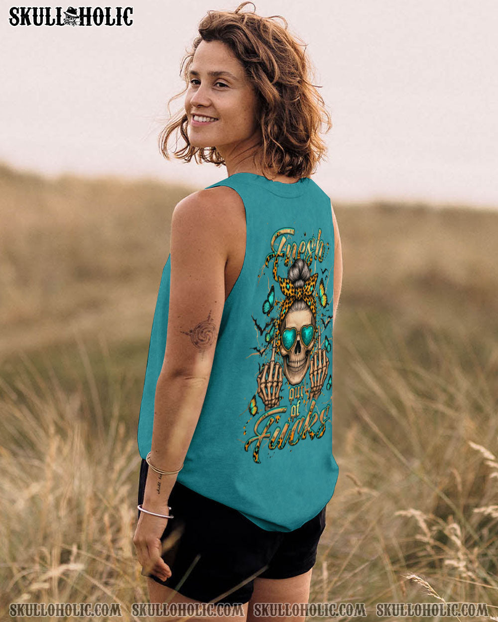 BLISSCORNERS MY GIVE A F IS BROKEN SKULL MESSY BUN ALL OVER PRINT
