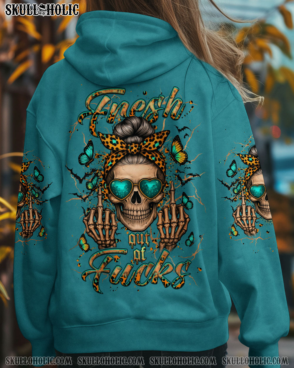 BLISSCORNERS MY GIVE A F IS BROKEN SKULL MESSY BUN ALL OVER PRINT