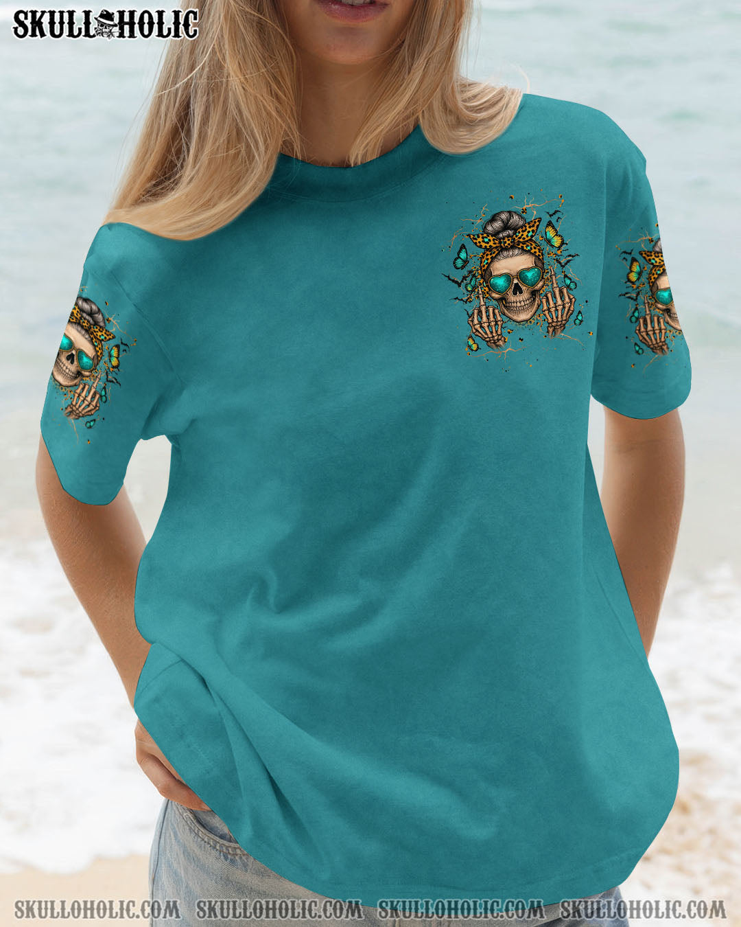 BLISSCORNERS MY GIVE A F IS BROKEN SKULL MESSY BUN ALL OVER PRINT