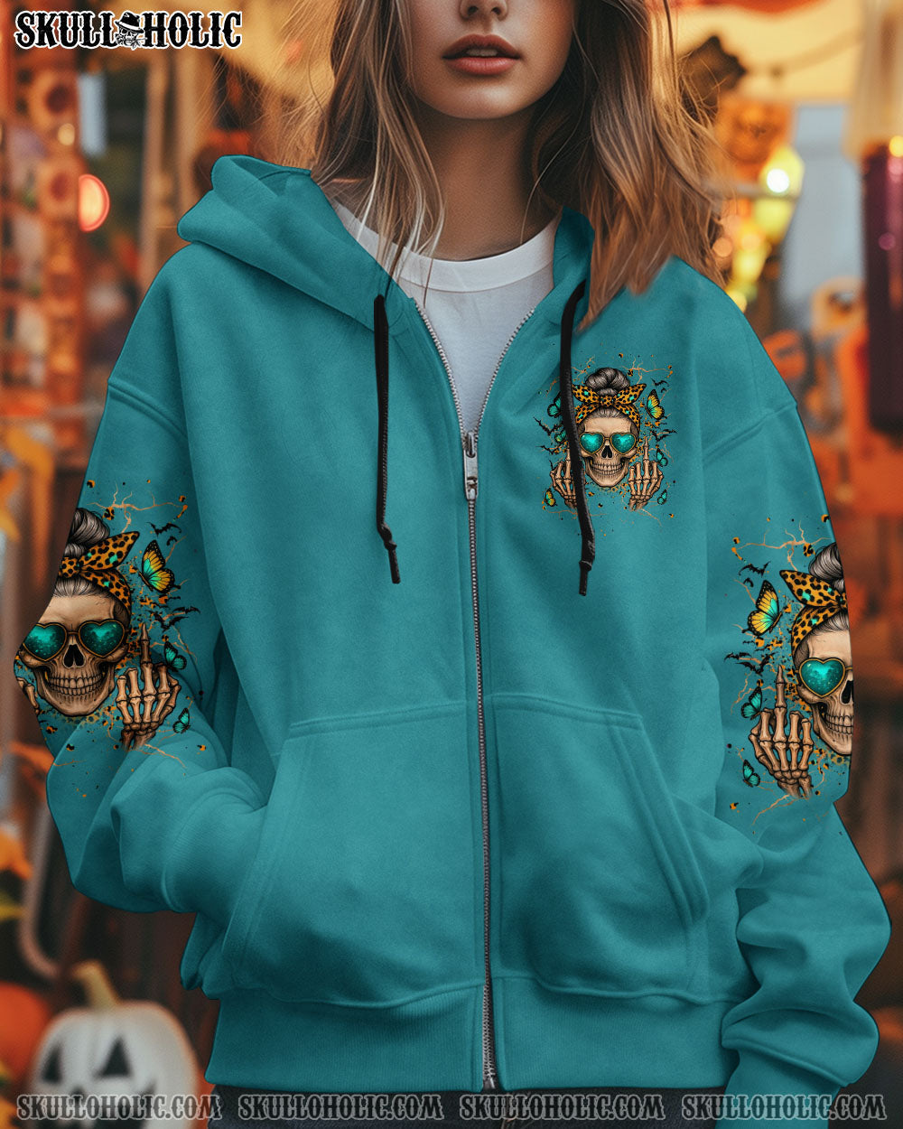 BLISSCORNERS MY GIVE A F IS BROKEN SKULL MESSY BUN ALL OVER PRINT