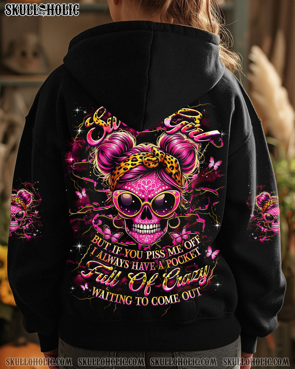 BLISSCORNERS I AM A SWEET GIRL BUT IF YOU PISS ME OFF SKULL ALL OVER PRINT