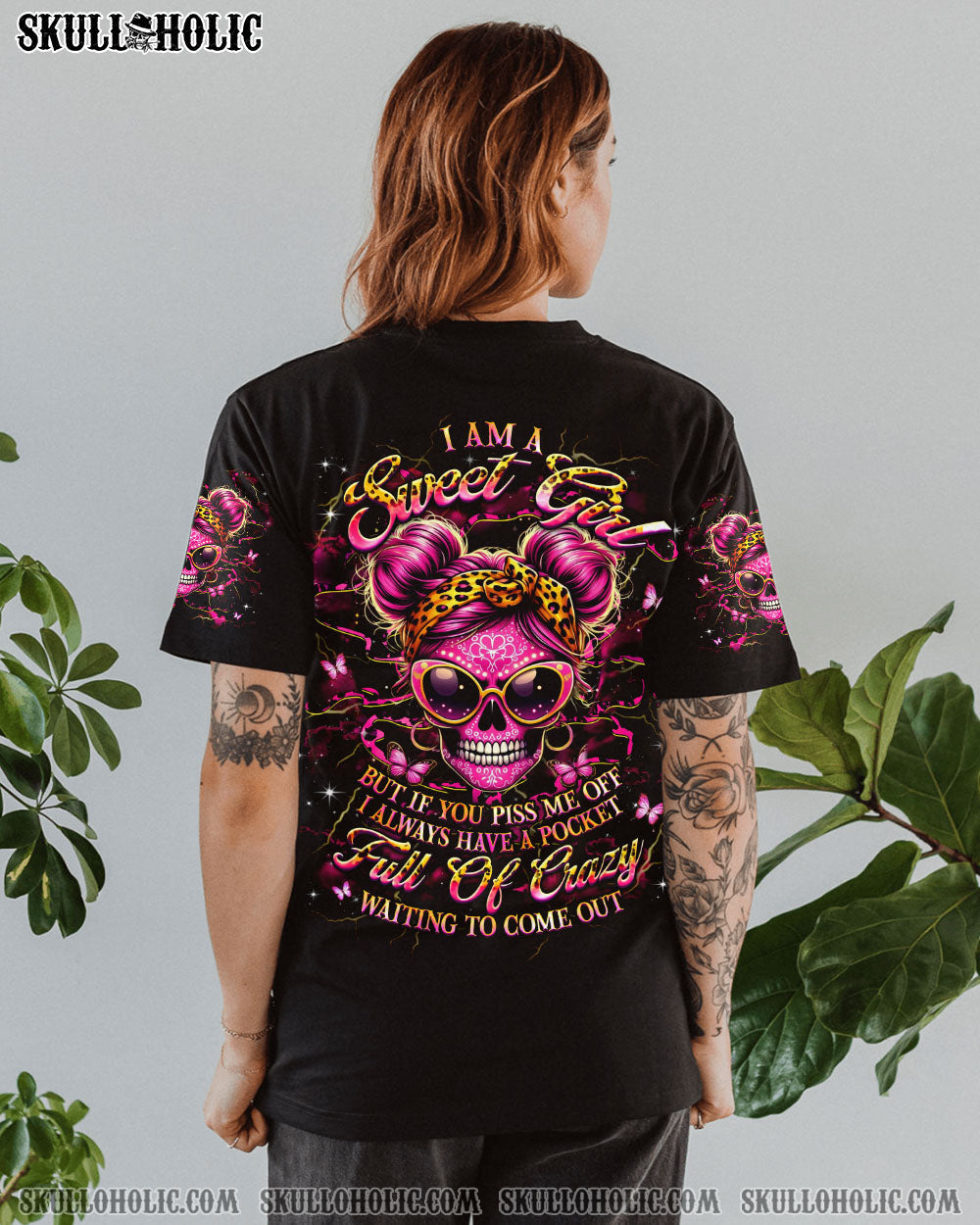 BLISSCORNERS I AM A SWEET GIRL BUT IF YOU PISS ME OFF SKULL ALL OVER PRINT