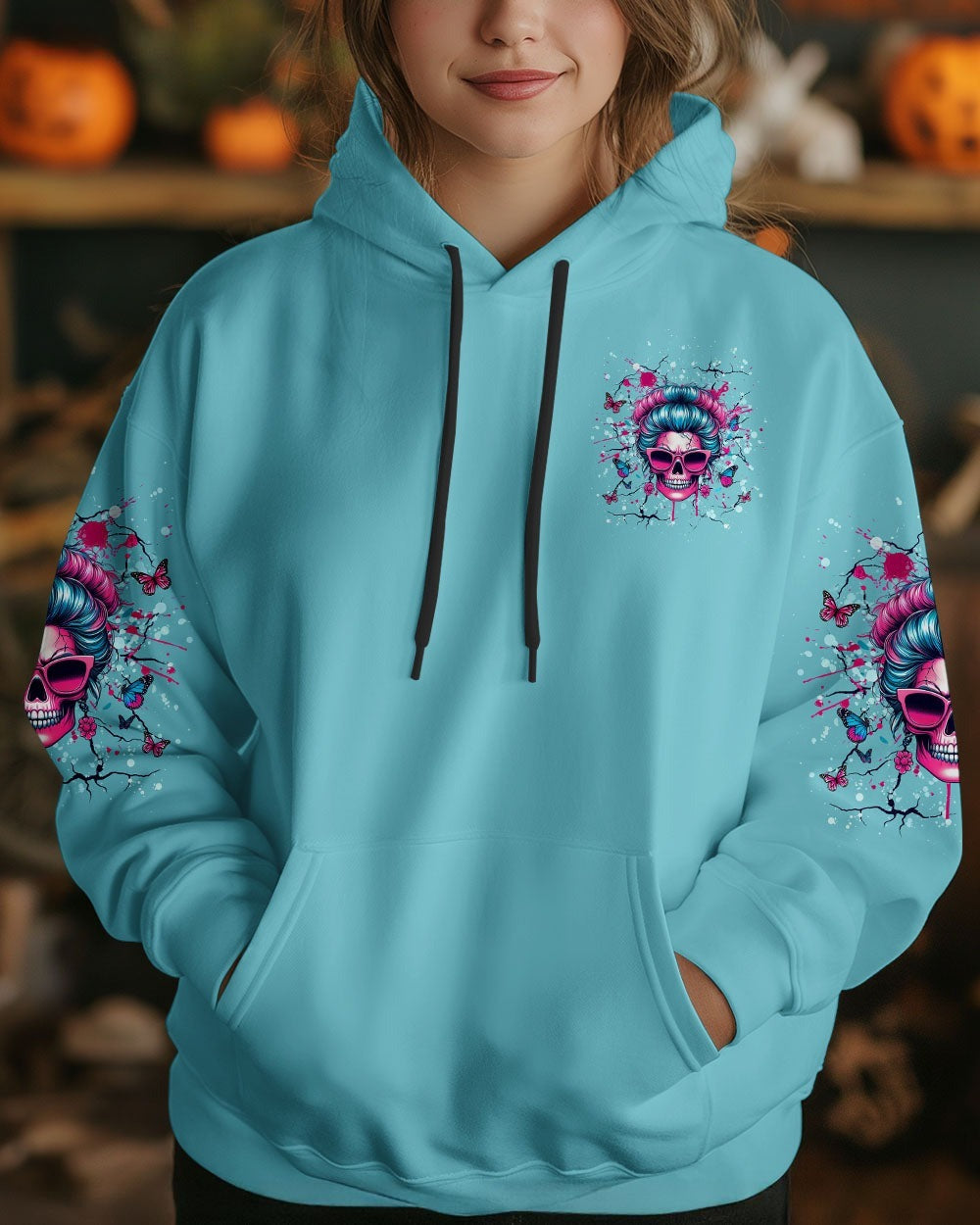 BLISSCORNERS I AM THE STORM MESSY BUN SKULL ALL OVER PRINT