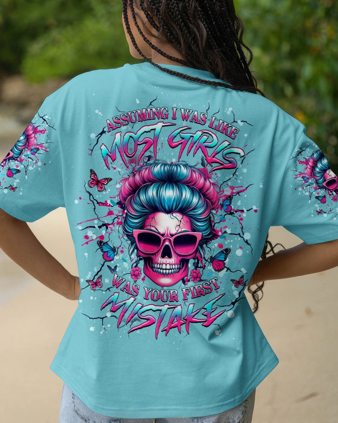 BLISSCORNERS I AM THE STORM MESSY BUN SKULL ALL OVER PRINT