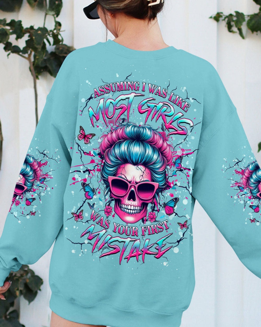BLISSCORNERS I AM THE STORM MESSY BUN SKULL ALL OVER PRINT