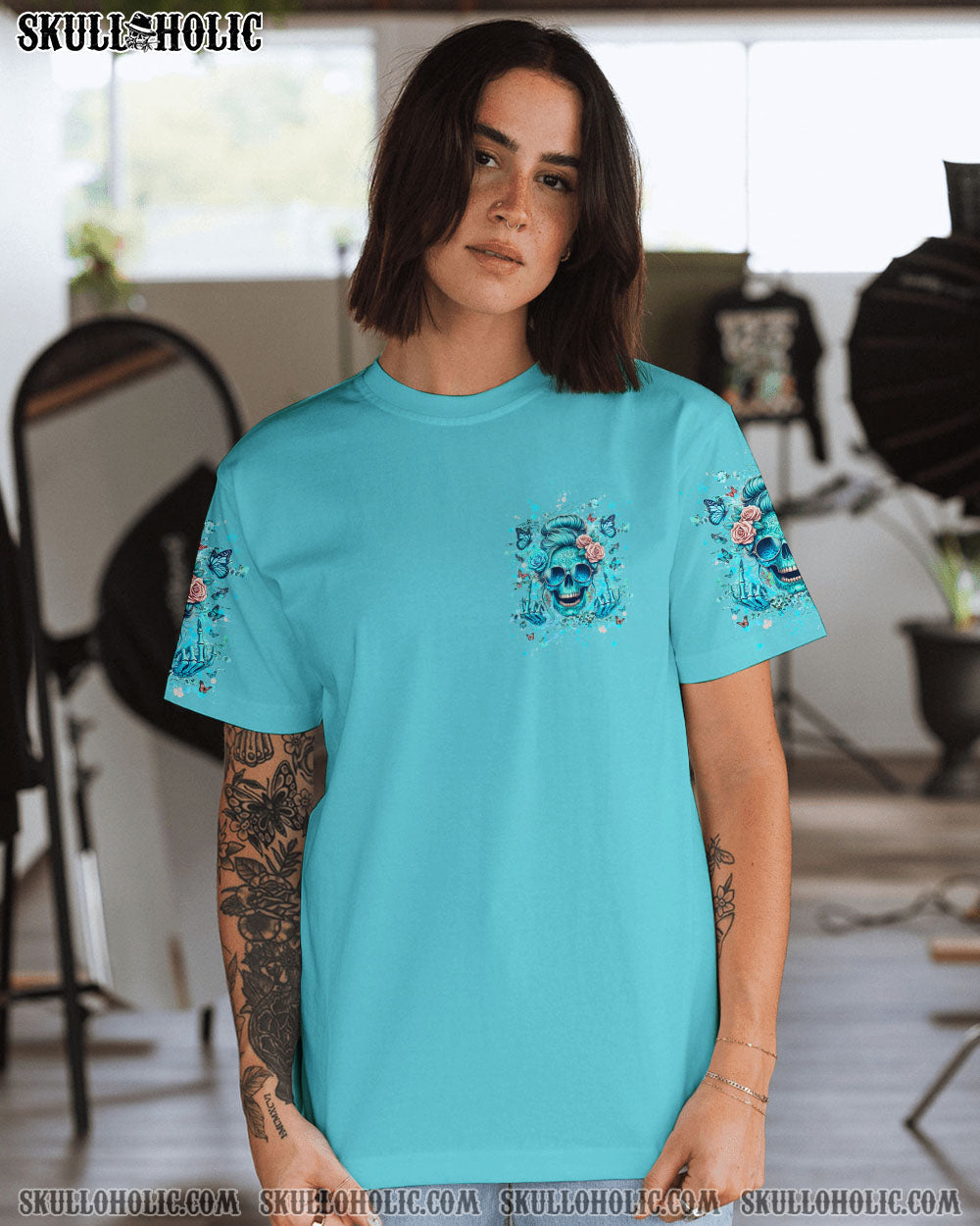 BLISSCORNERS ASSUMING I WAS LIKE MOST GIRLS MESSY BUN SKULL ALL OVER PRINT