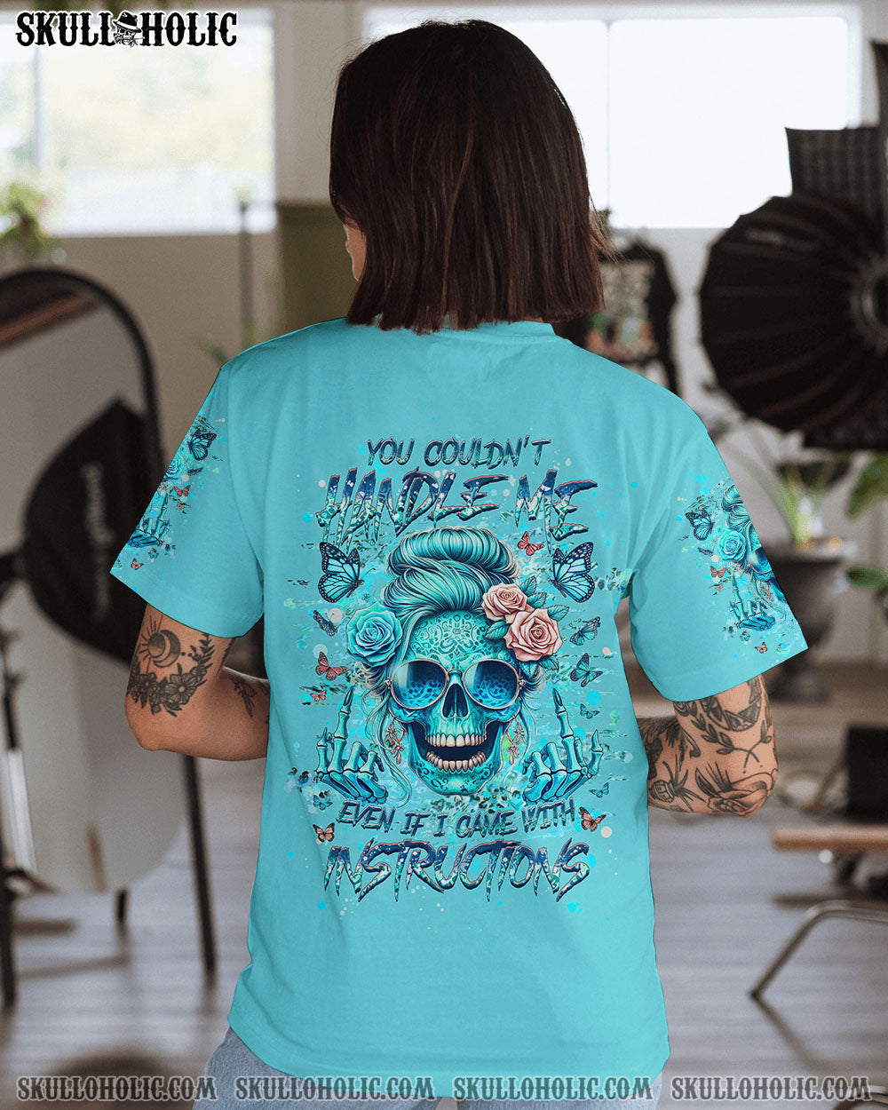 BLISSCORNERS ASSUMING I WAS LIKE MOST GIRLS MESSY BUN SKULL ALL OVER PRINT