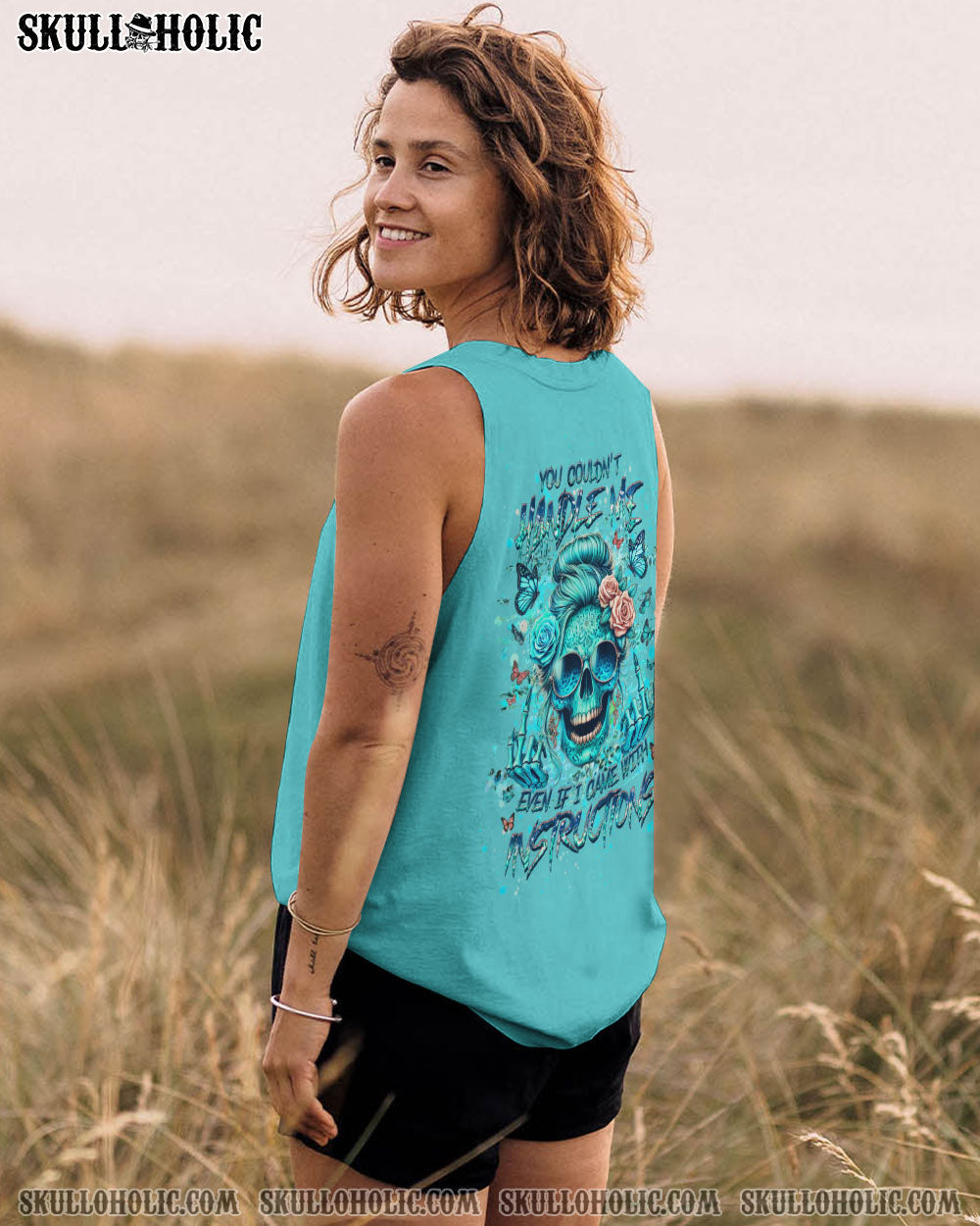 BLISSCORNERS ASSUMING I WAS LIKE MOST GIRLS MESSY BUN SKULL ALL OVER PRINT