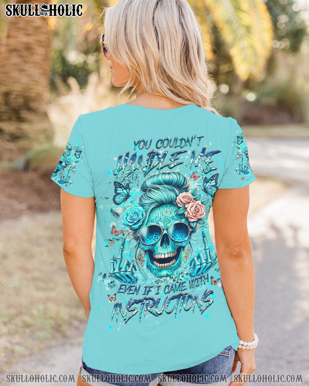 BLISSCORNERS ASSUMING I WAS LIKE MOST GIRLS MESSY BUN SKULL ALL OVER PRINT