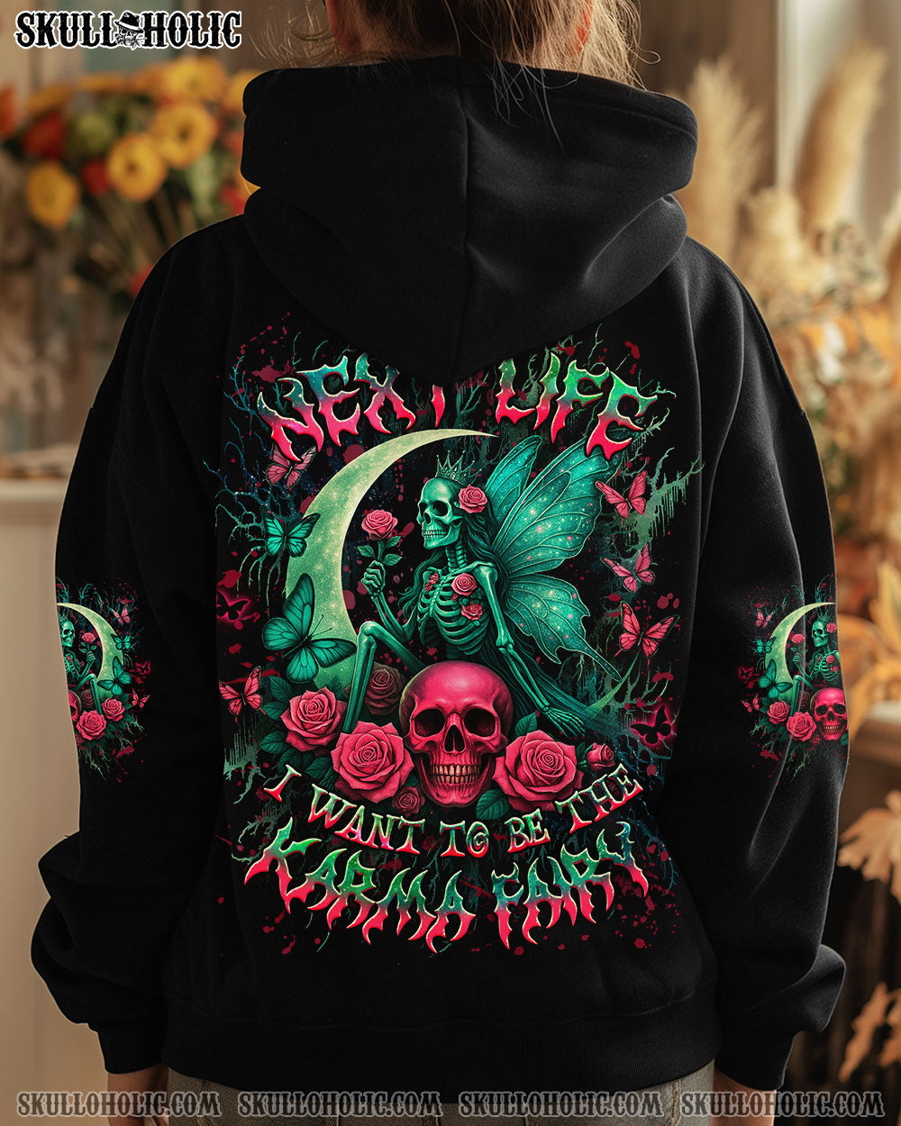 BLISSCORNERS KARMA FAIRY SKULL SKELETON ROSE ALL OVER PRINT