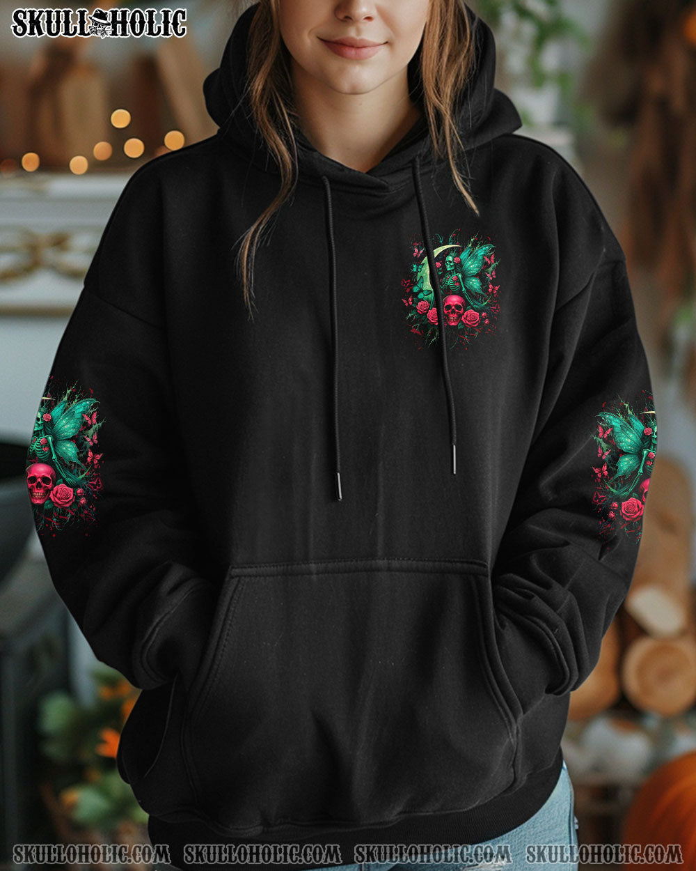 BLISSCORNERS KARMA FAIRY SKULL SKELETON ROSE ALL OVER PRINT