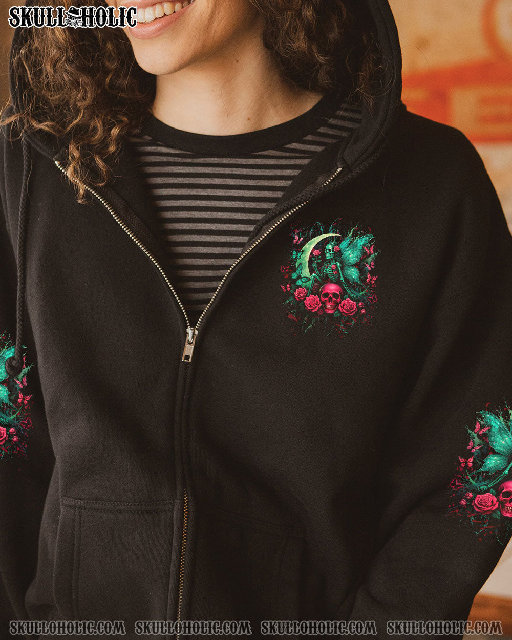 BLISSCORNERS KARMA FAIRY SKULL SKELETON ROSE ALL OVER PRINT