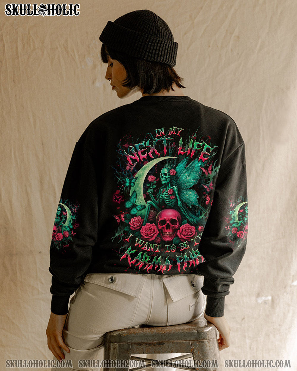 BLISSCORNERS KARMA FAIRY SKULL SKELETON ROSE ALL OVER PRINT