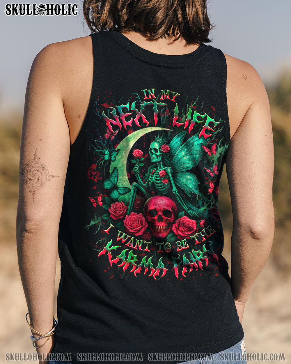 BLISSCORNERS KARMA FAIRY SKULL SKELETON ROSE ALL OVER PRINT