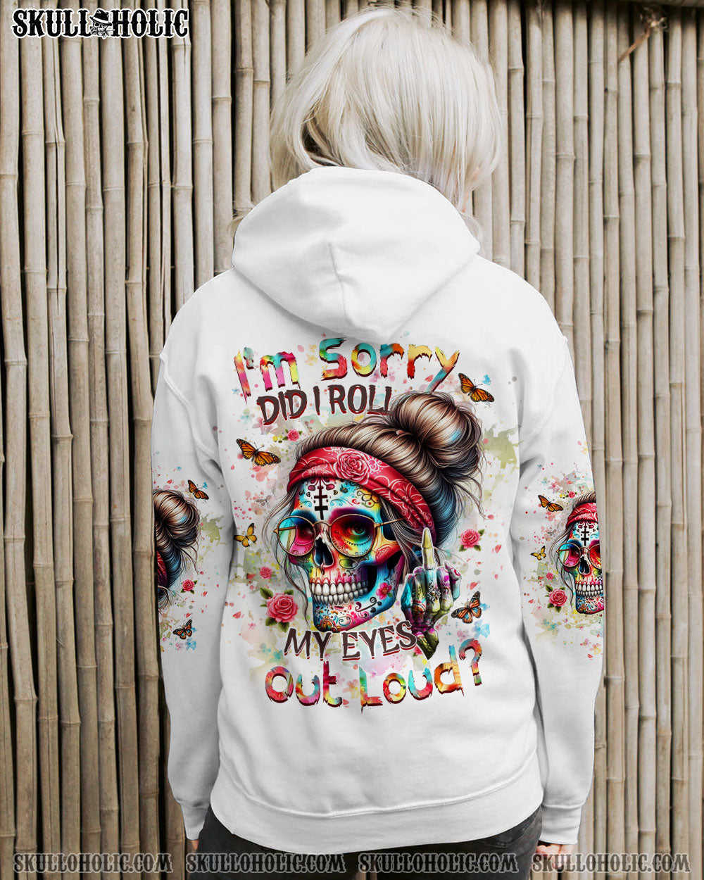 BLISSCORNERS I AM A SWEET GIRL SKULL MESSY BUN ALL OVER PRINT
