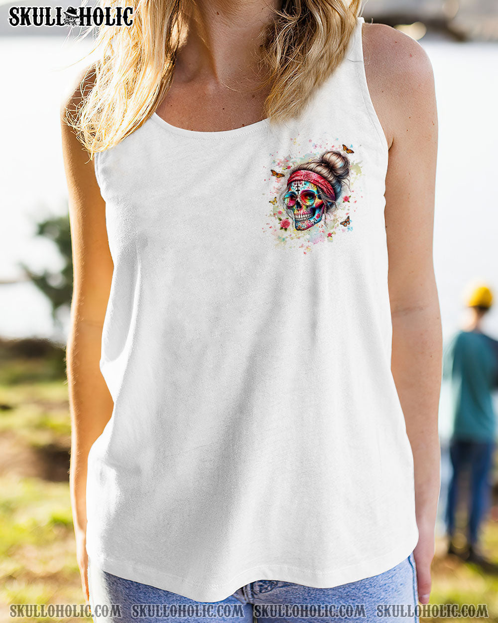BLISSCORNERS I AM A SWEET GIRL SKULL MESSY BUN ALL OVER PRINT