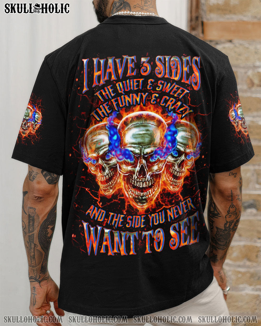 BLISSCORNERS I HAVE 3 SIDES 3 SKULLS ALL OVER PRINT
