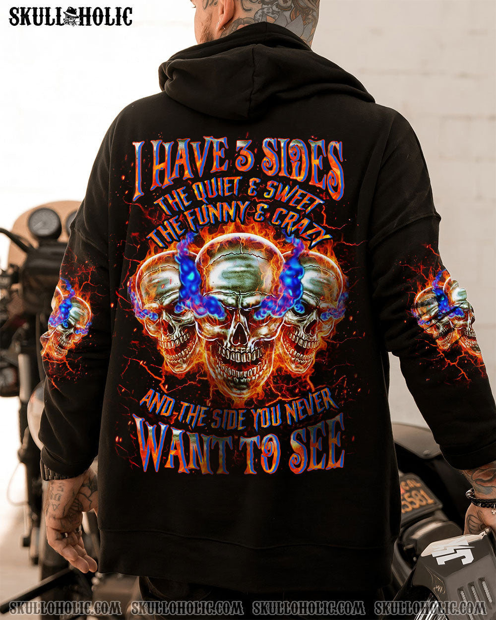 BLISSCORNERS I HAVE 3 SIDES 3 SKULLS ALL OVER PRINT