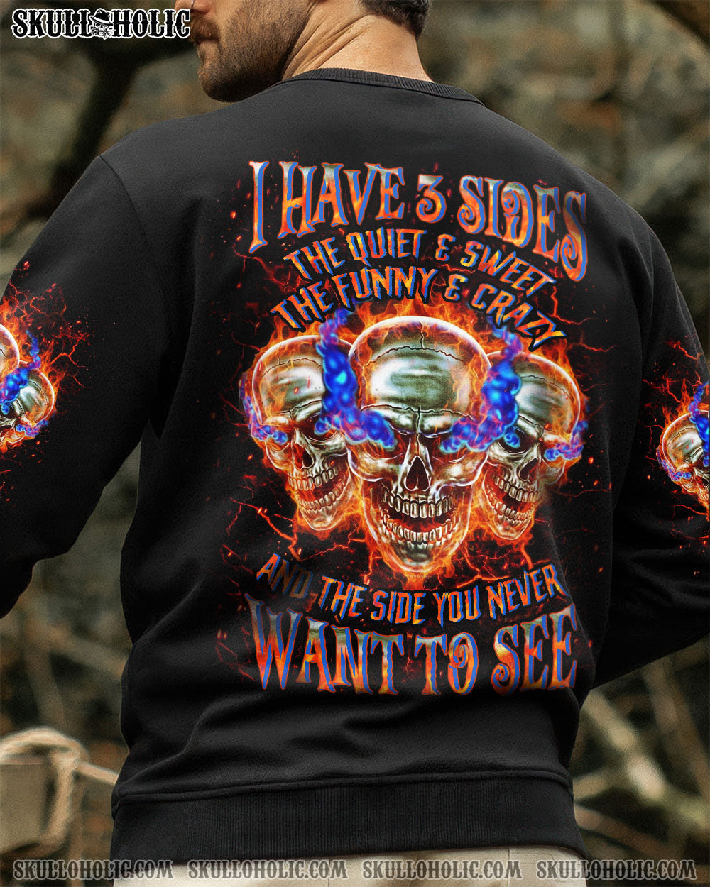 BLISSCORNERS I HAVE 3 SIDES 3 SKULLS ALL OVER PRINT