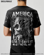 BLISSCORNERS AMERICA LIVE IT LOVE IT OR GET THE HELL OUT SKULL ALL OVER PRINT
