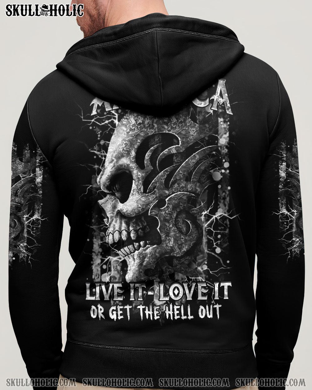BLISSCORNERS AMERICA LIVE IT LOVE IT OR GET THE HELL OUT SKULL ALL OVER PRINT