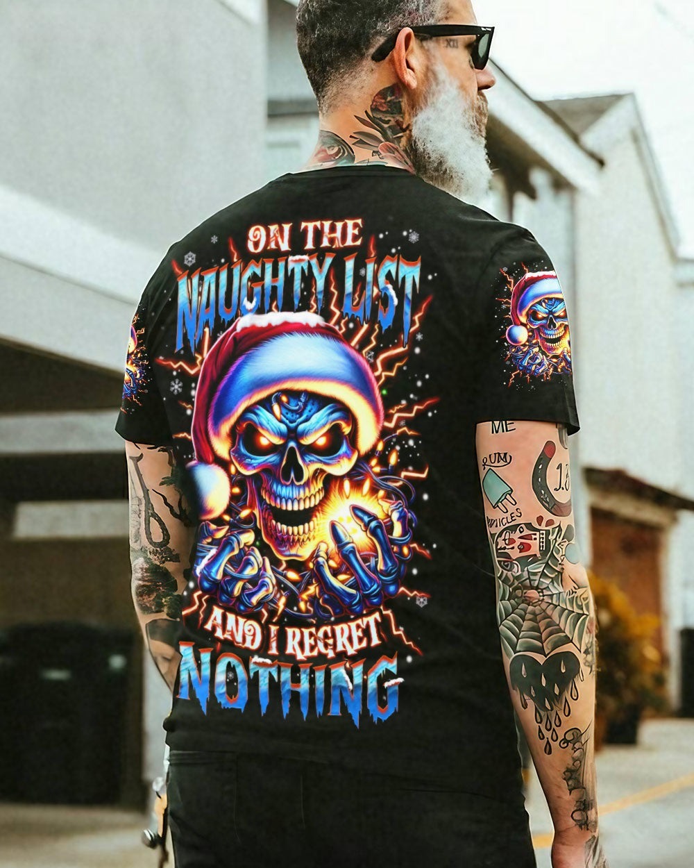 BLISSCORNERS ON THE NAUGHTY LIST SKULL CHRISTMAS ALL OVER PRINT