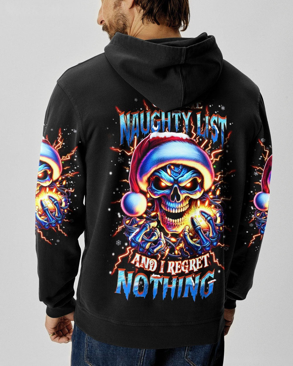 BLISSCORNERS ON THE NAUGHTY LIST SKULL CHRISTMAS ALL OVER PRINT