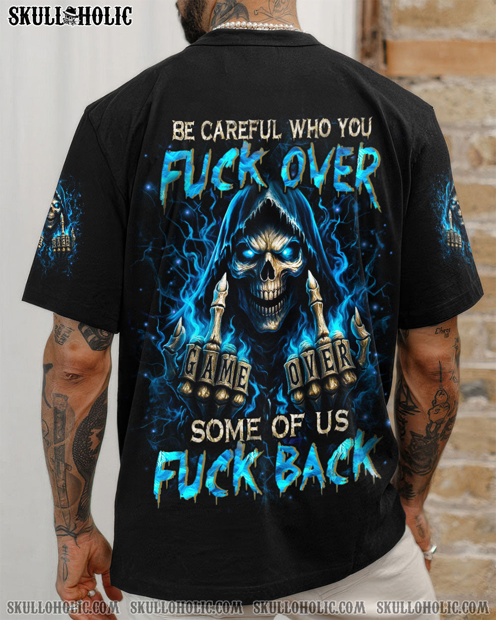 BLISSCORNERS BE CAREFUL SKULL REAPER ALL OVER PRINT