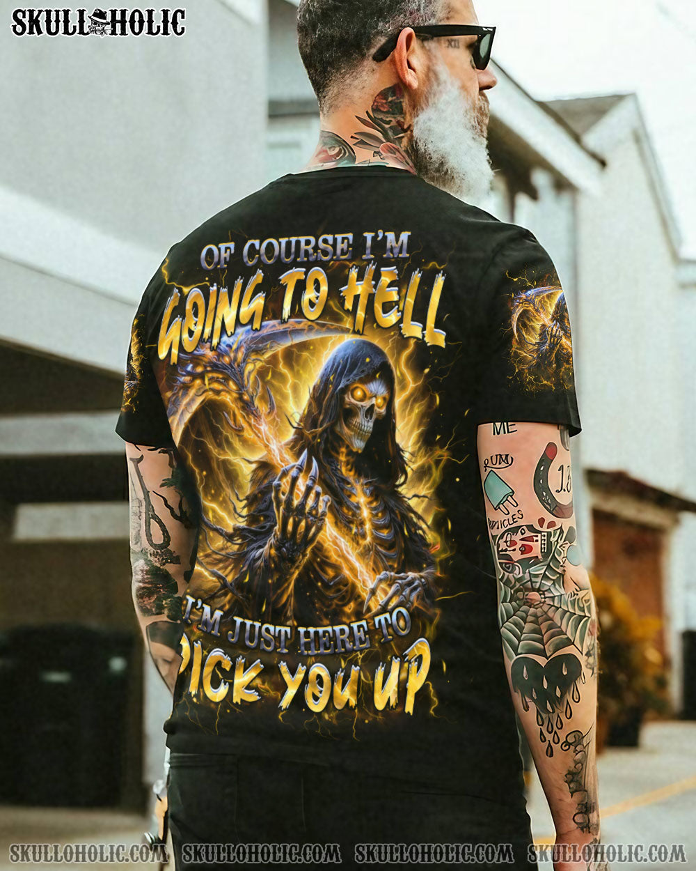 BLISSCORNERS OF COURSE I'M GOING TO HELL SKULL ALL OVER PRINT