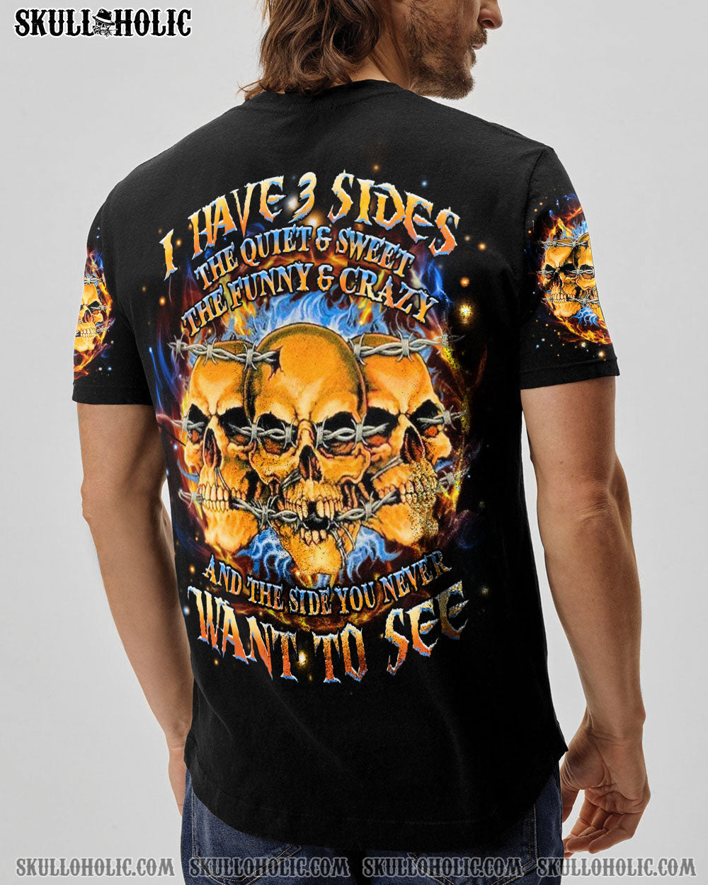 BLISSCORNERS I HAVE 3 SIDES 3 SKULLS ALL OVER PRINT