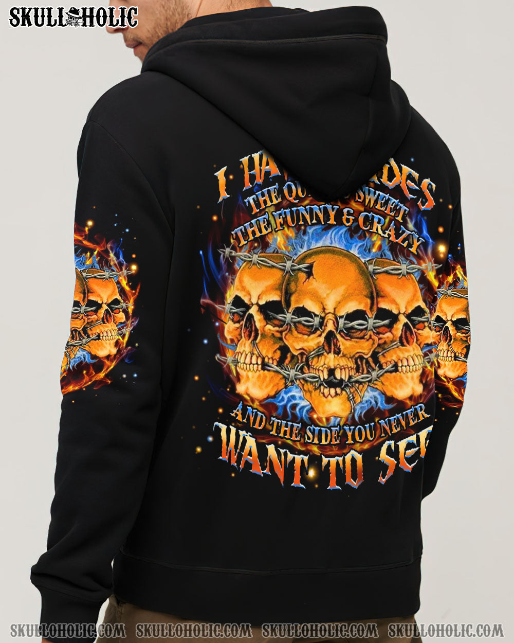 BLISSCORNERS I HAVE 3 SIDES 3 SKULLS ALL OVER PRINT