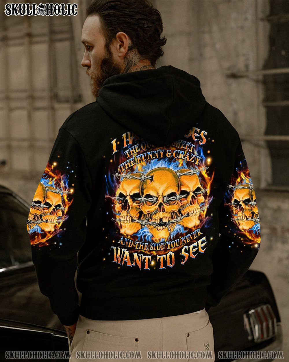 BLISSCORNERS I HAVE 3 SIDES 3 SKULLS ALL OVER PRINT