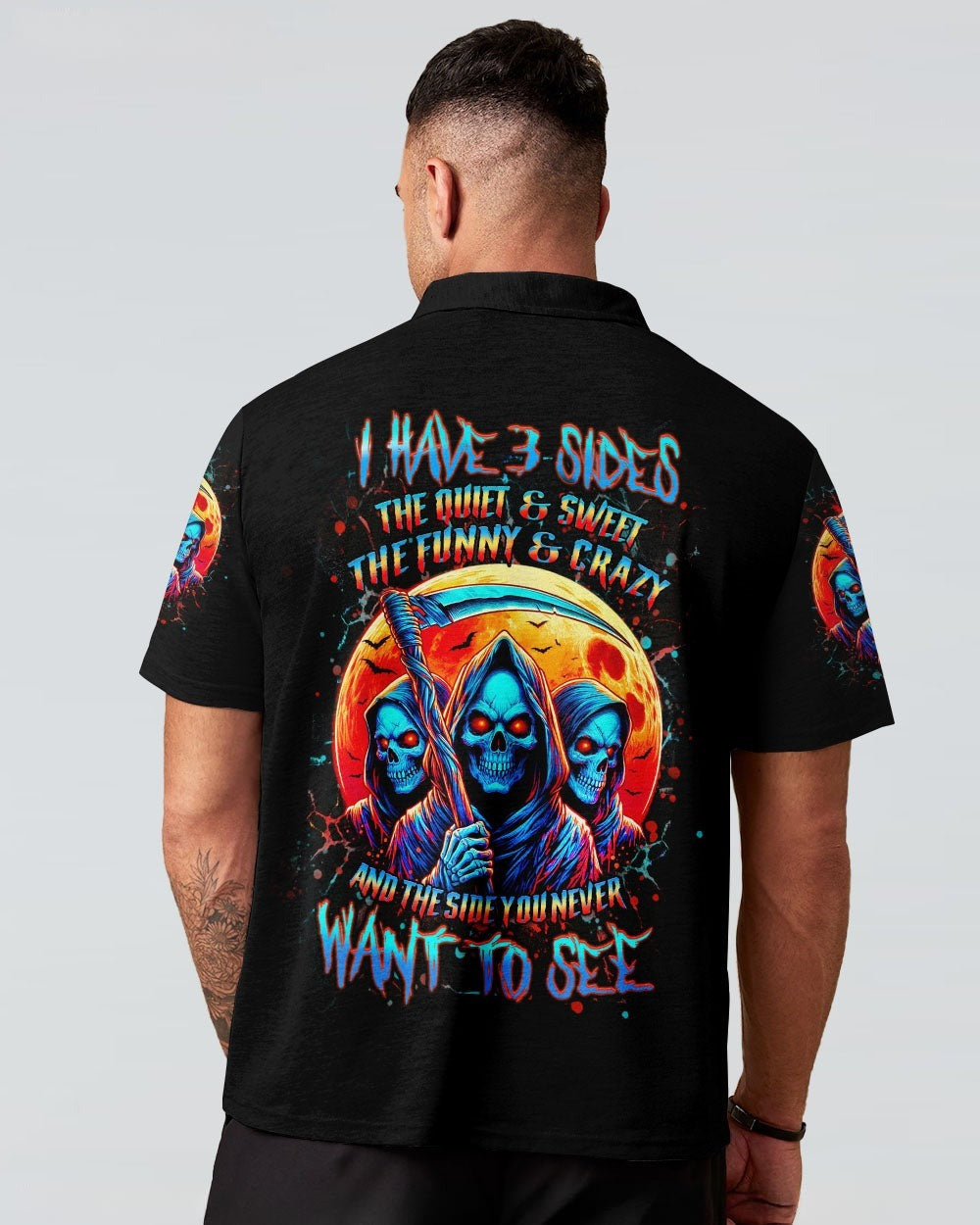 BLISSCORNERS I HAVE 3 SIDES 3 SKULLS ALL OVER PRINT