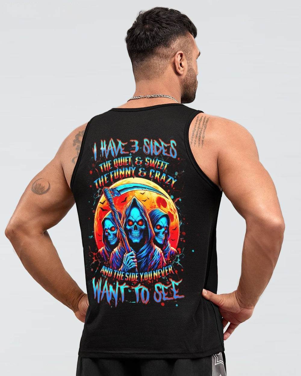 BLISSCORNERS I HAVE 3 SIDES 3 SKULLS ALL OVER PRINT