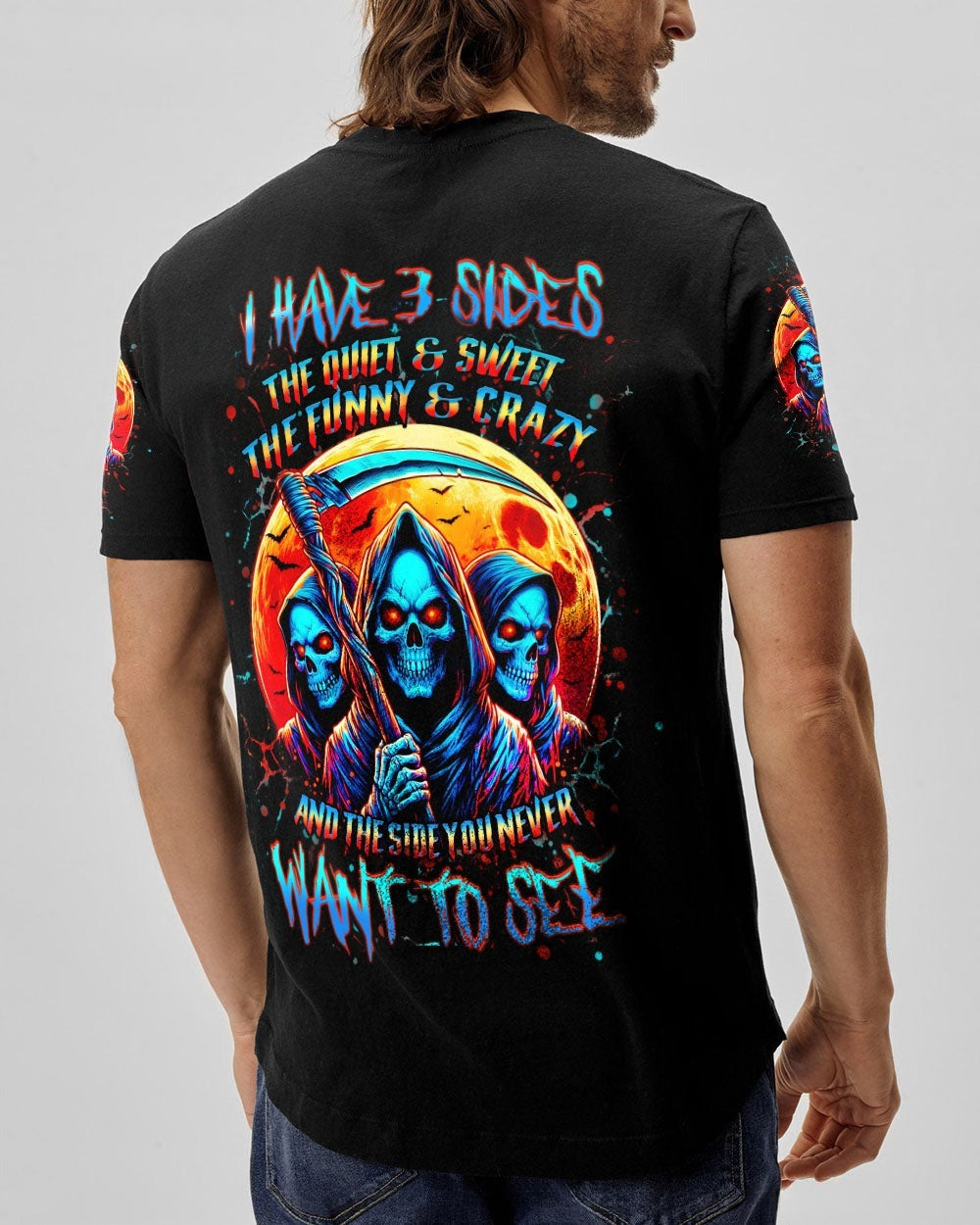 BLISSCORNERS I HAVE 3 SIDES 3 SKULLS ALL OVER PRINT